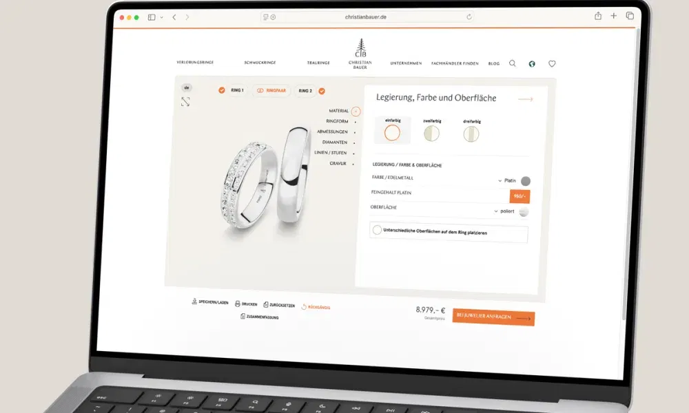 Ring-Konfigurator von Christian Bauer im Laptop.