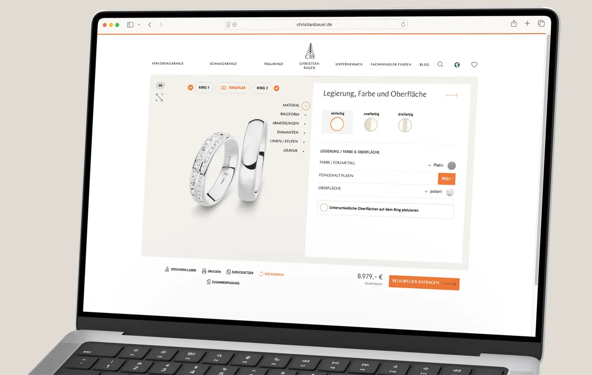 Ring-Konfigurator von Christian Bauer im Laptop.