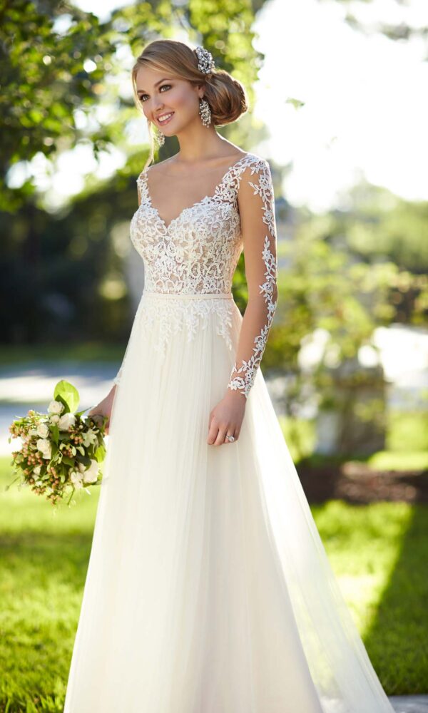 Hochzeitskleid, Brautkleid, Stella York, Spitze, weißes Kleid, Brautstrauß