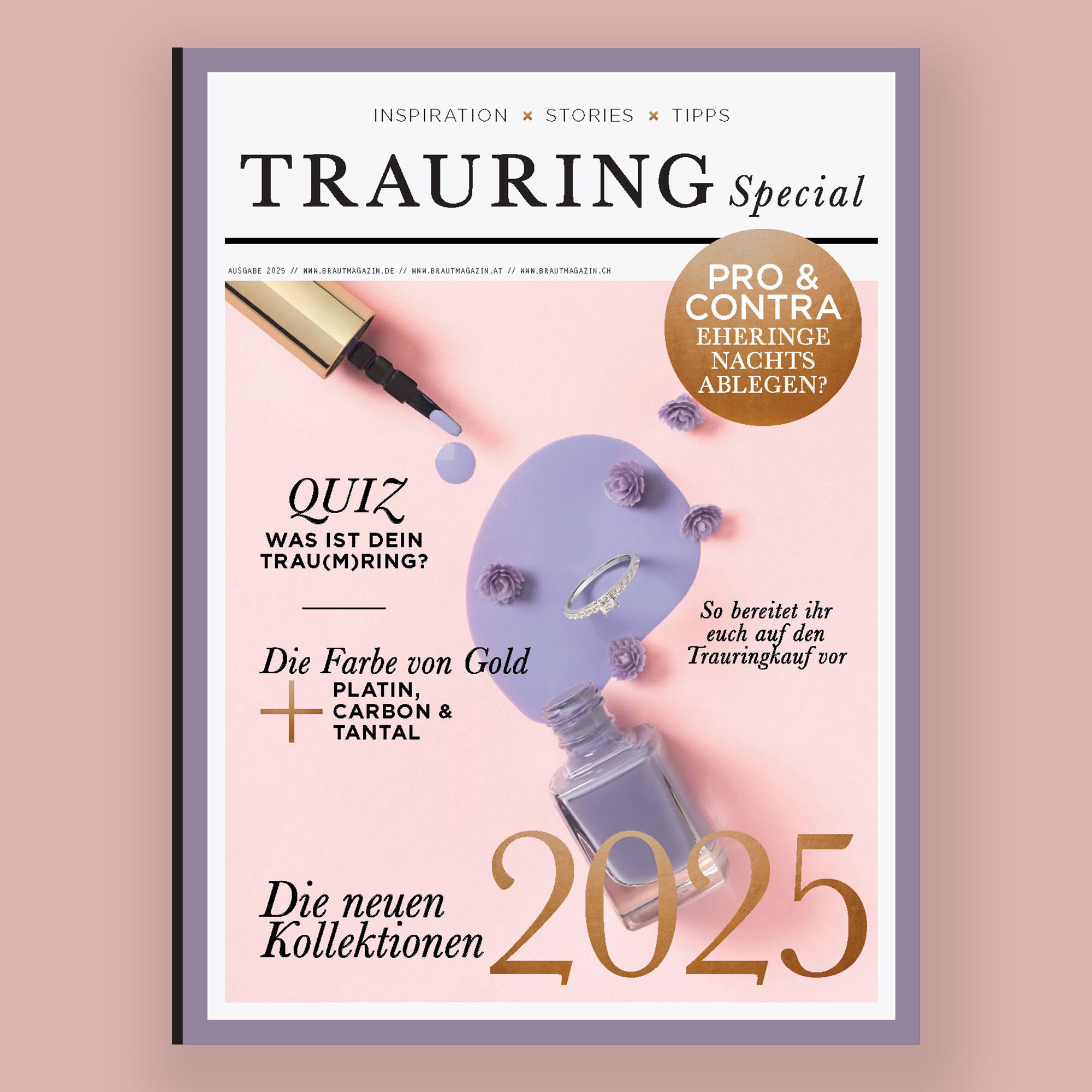 Cover des Trauring Magazins 2025 vom Braut und Bräutigam Magazin