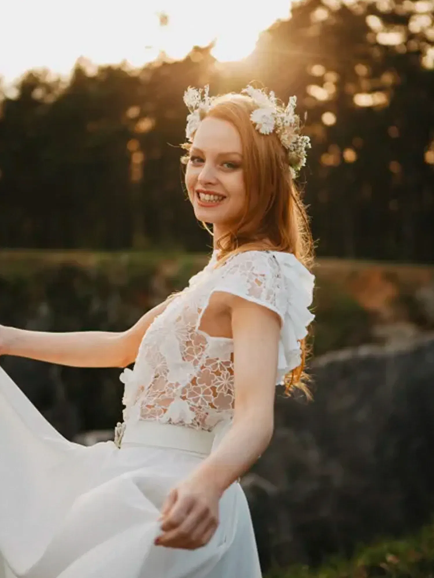 Braut mit Blumenkranz