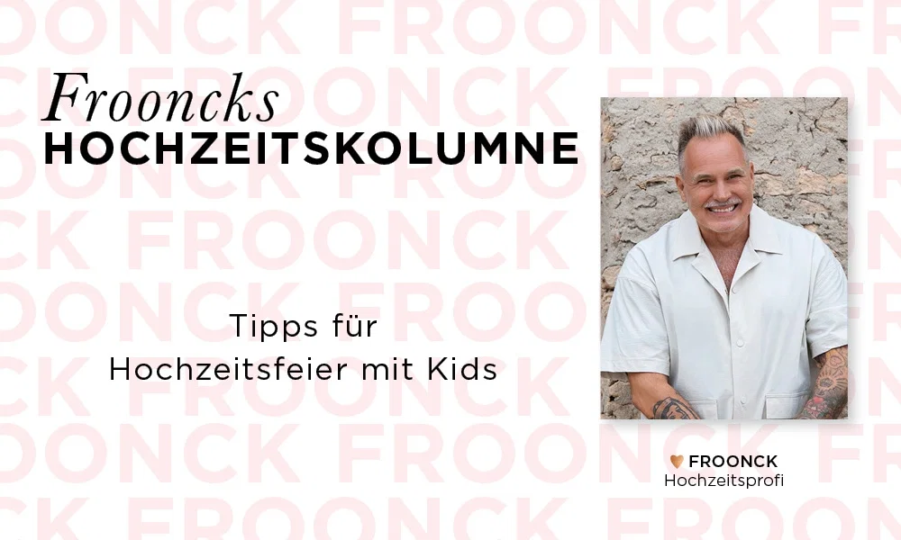 Banner von Frooncks Hochzeitskolumne, an der rechten Seite ist ein Foto von Froonck zu sehen.
