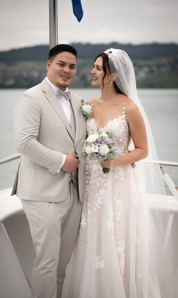 Das Brautpaar auf dem Hallwilersee