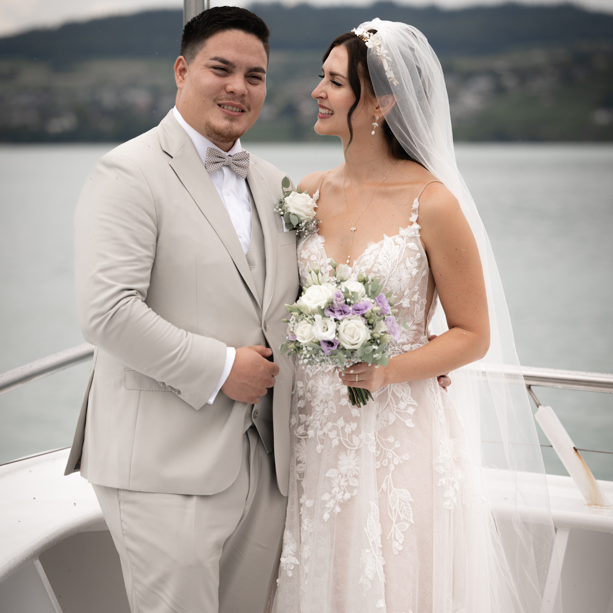 Das Brautpaar auf dem Hallwilersee