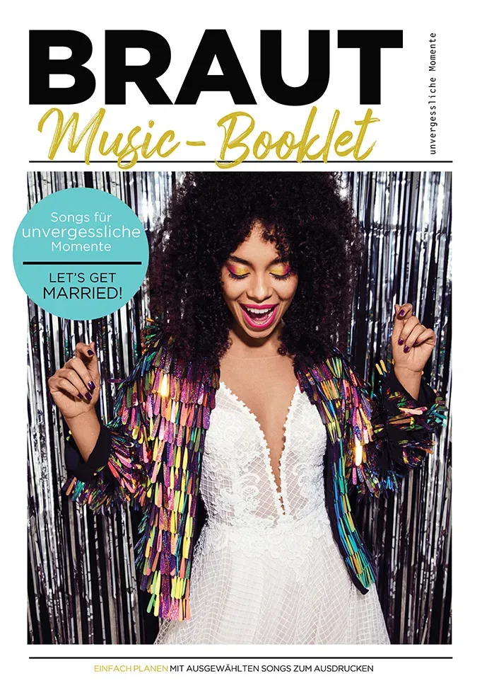 Musik Booklet Cover mit Songs für unvergessliche Momente auf der Hochzeit
