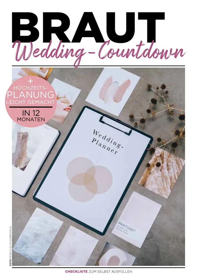 Hochzeitsplaner Wedding Countdown Cover für 12-monatige Hochzeitsplanung