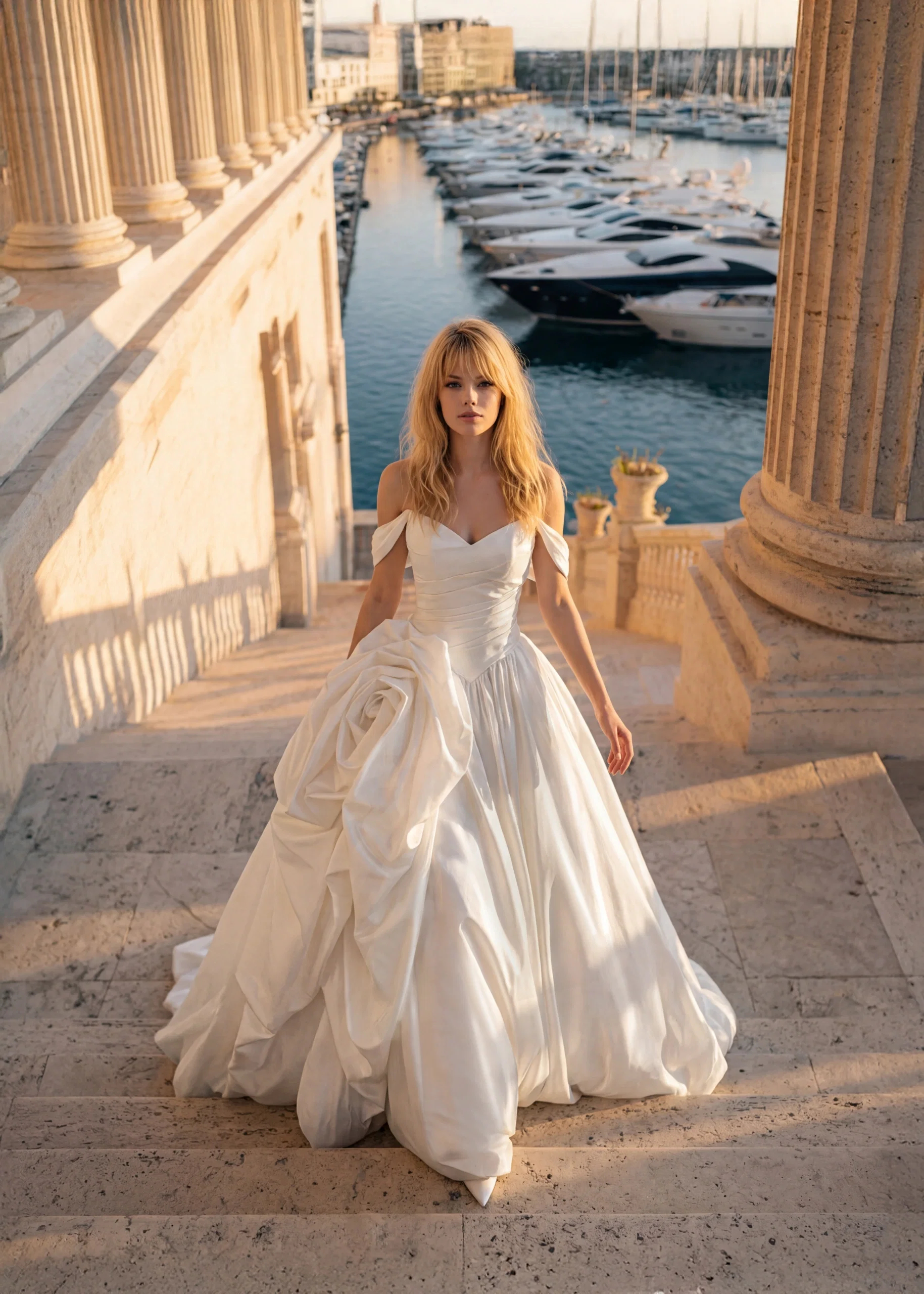 Braut in einem wunderschönen pompösen Brautkleid.